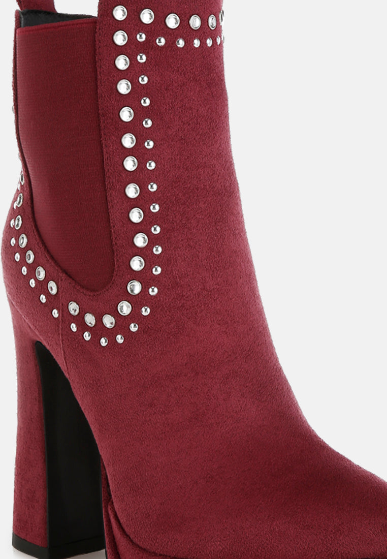 women studs embellished high ankle boots#color_burgundy