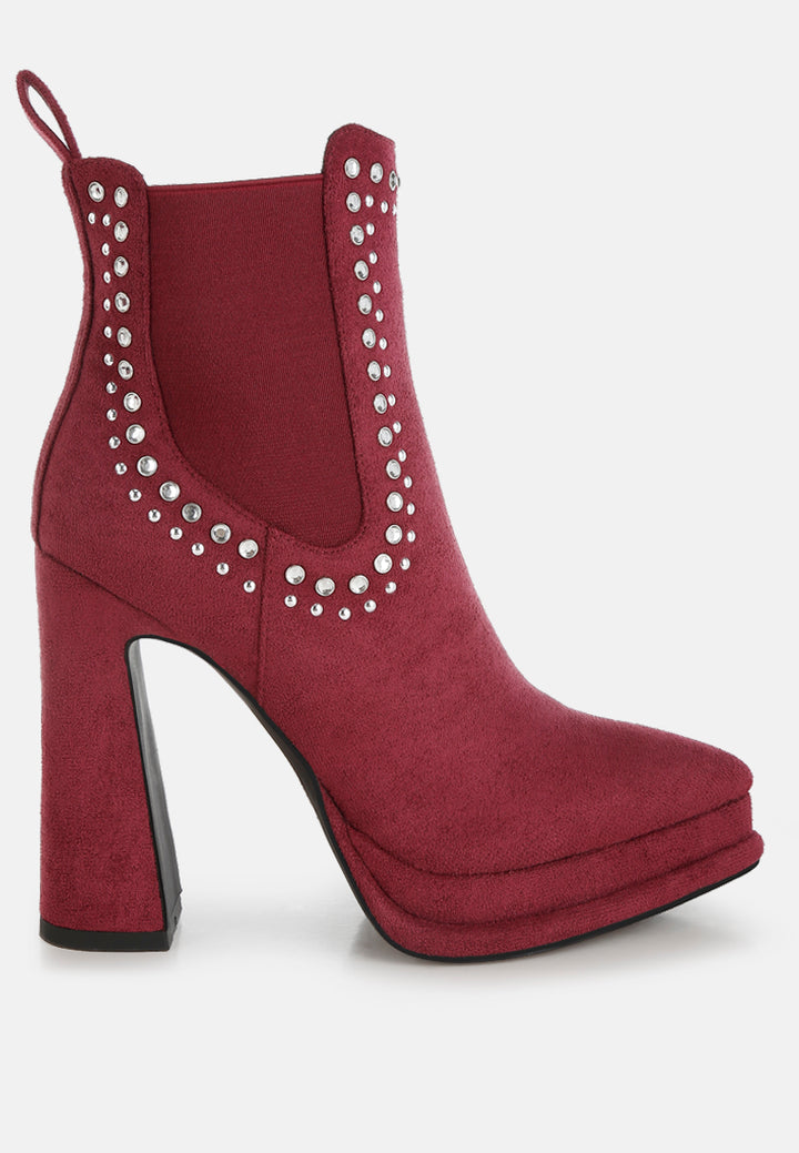 women studs embellished high ankle boots#color_burgundy