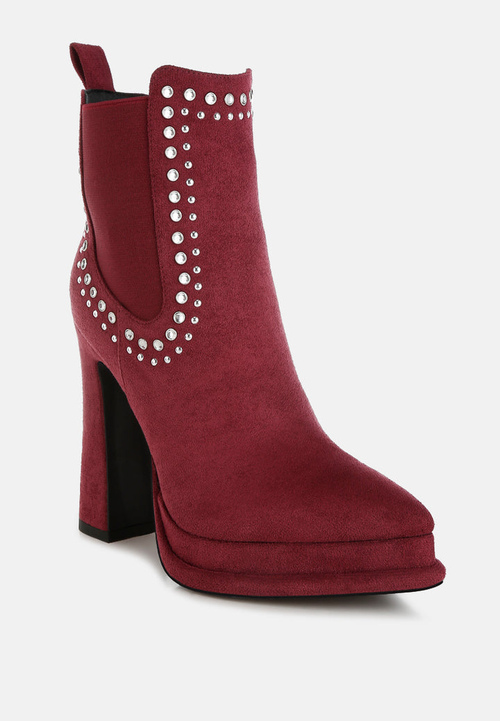 women studs embellished high ankle boots#color_burgundy