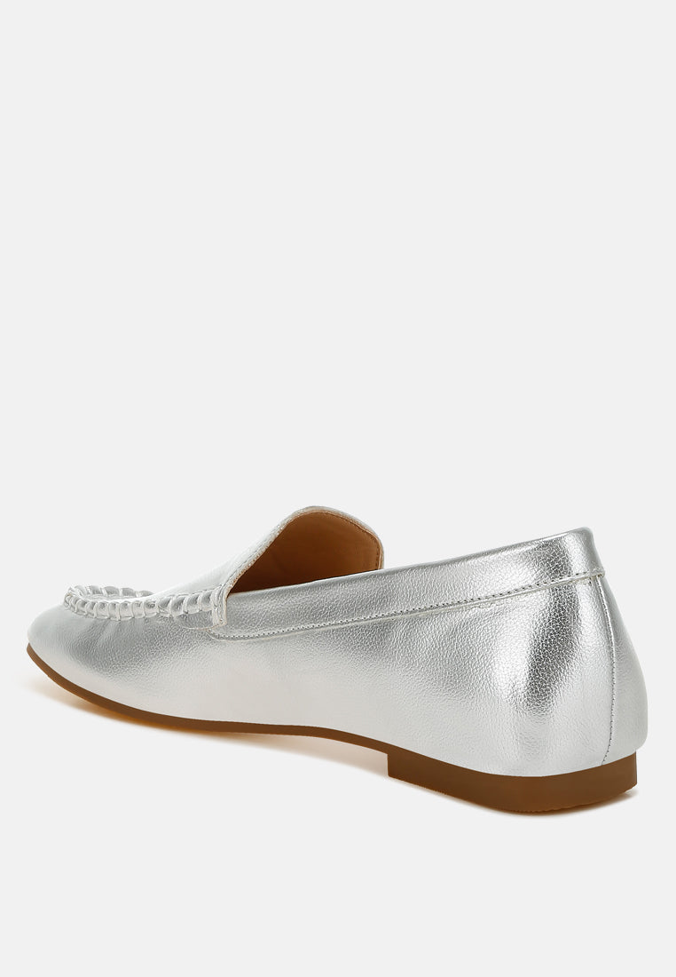 Women Metallic Pleather Loafers