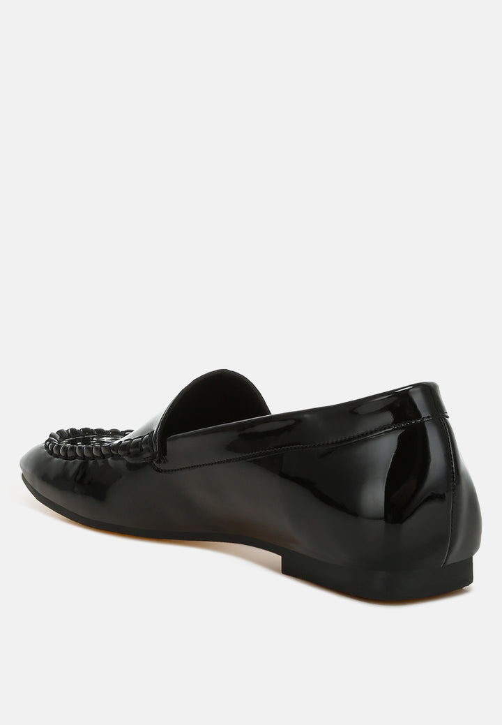 women metallic pleather loafers#color_black