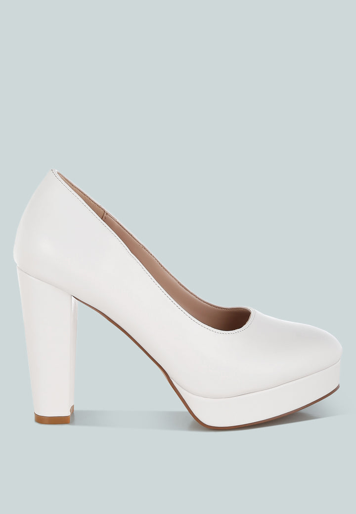 Women Manmade Leather Block Heel Pumps