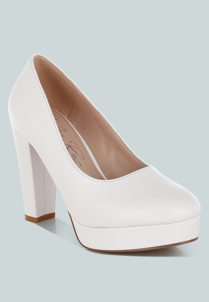 Women Manmade Leather Block Heel Pumps