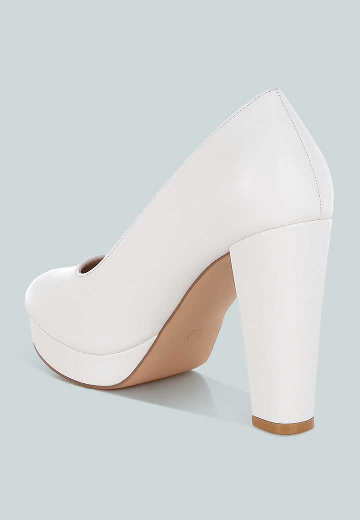 Women Manmade Leather Block Heel Pumps