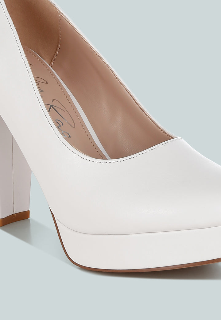 Women Manmade Leather Block Heel Pumps