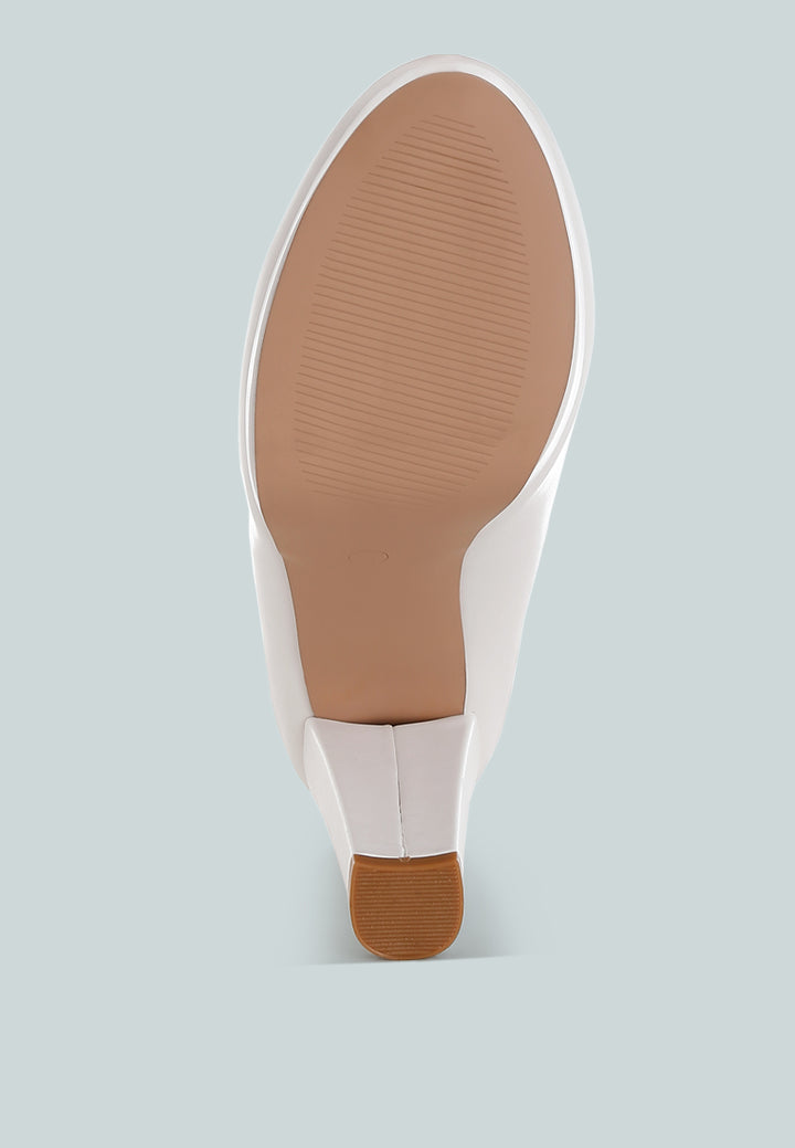 Women Manmade Leather Block Heel Pumps