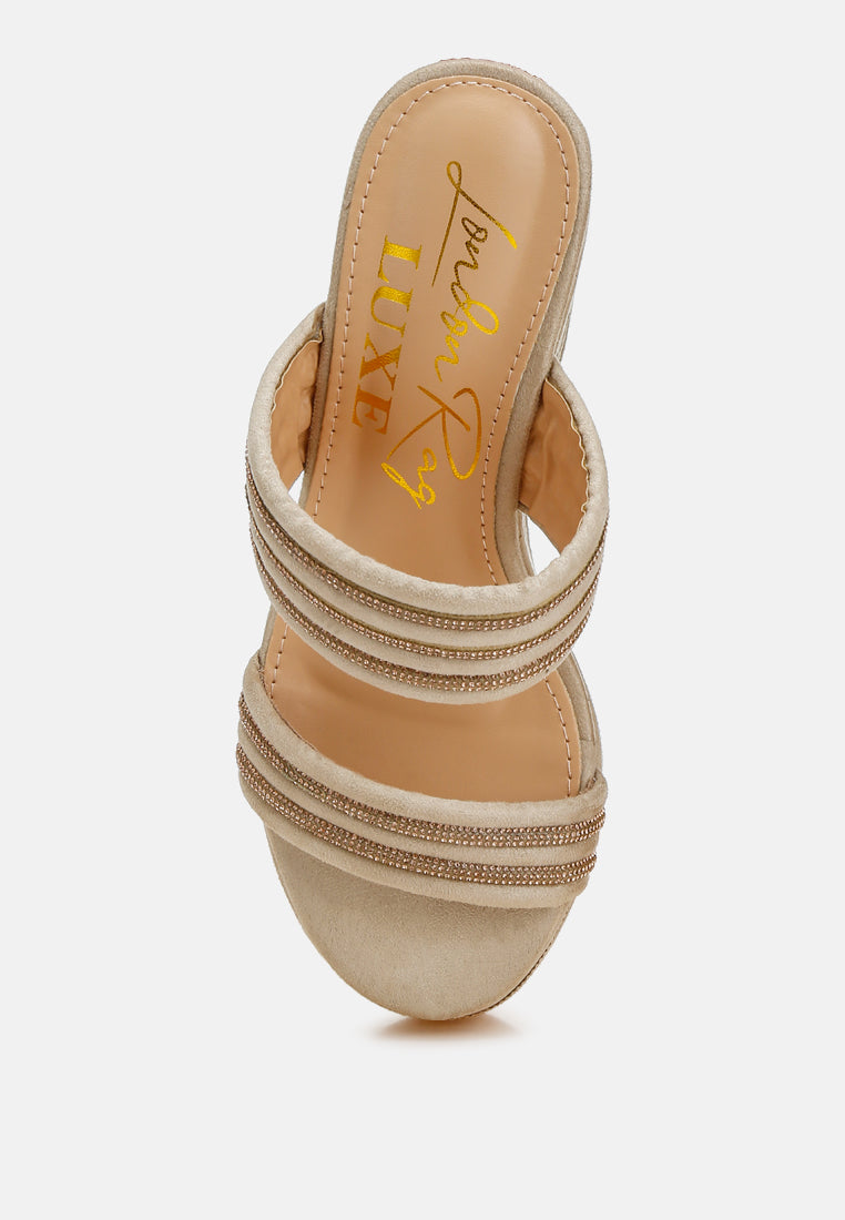 Rhinestones Embellished Wedge Sandals by RAG