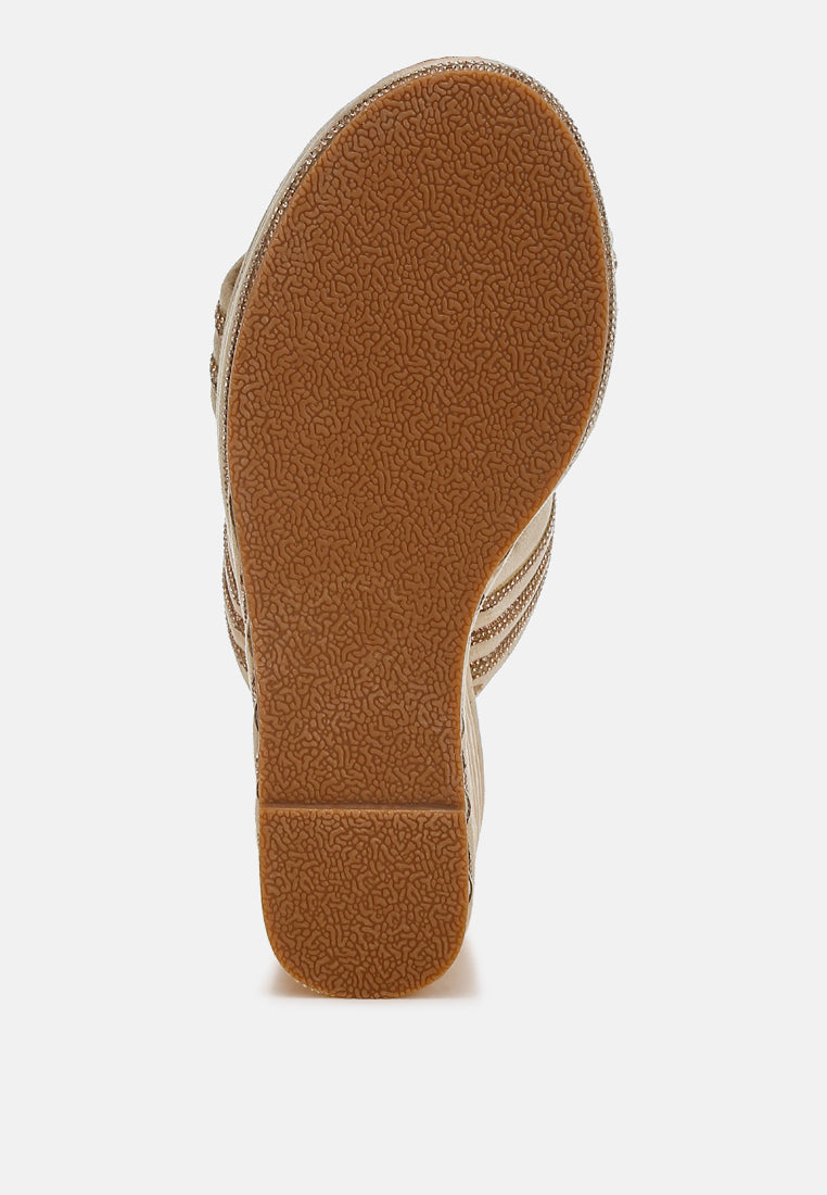 Rhinestones Embellished Wedge Sandals by RAG