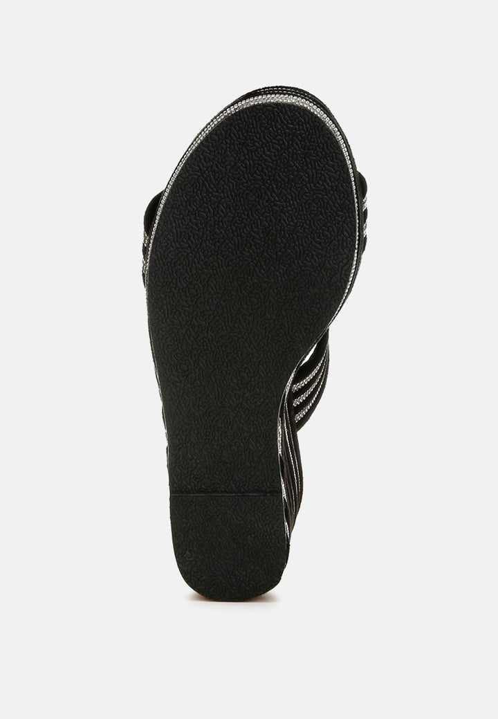 rhinestones embellished wedge sandals by rag#color_black