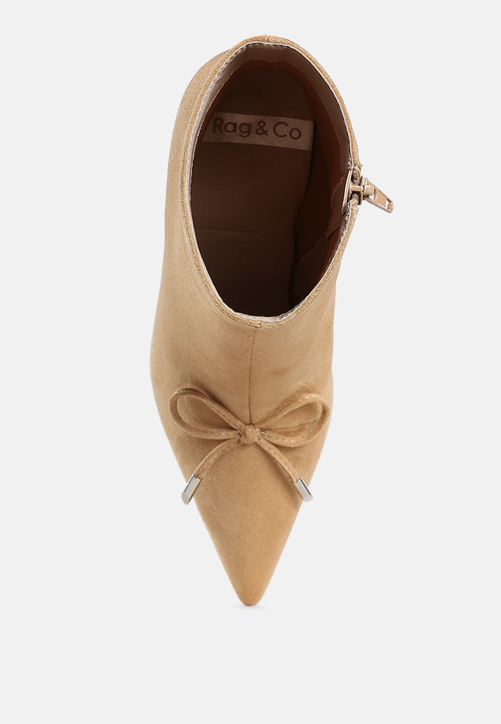 women bow detail ankle boots#color_beige