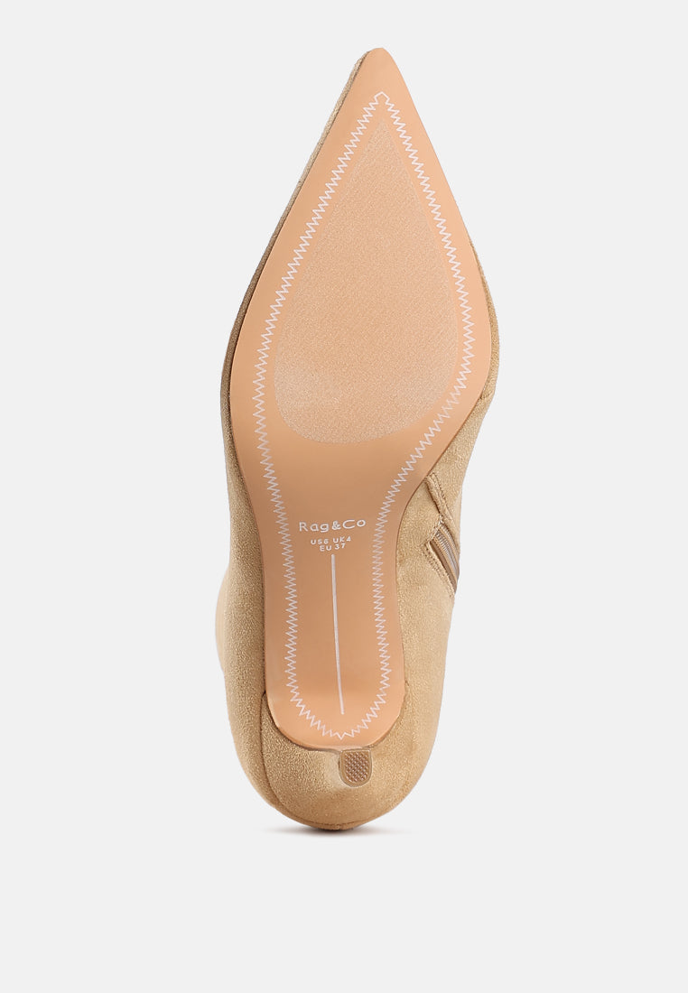 women bow detail ankle boots#color_beige