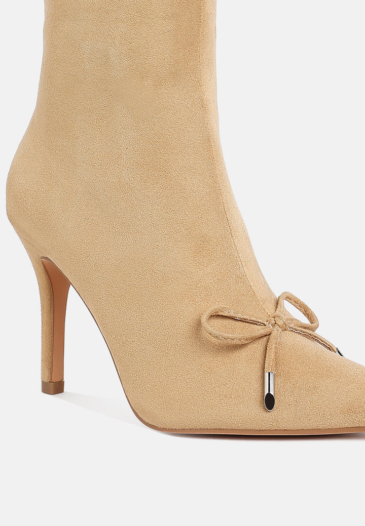 women bow detail ankle boots#color_beige