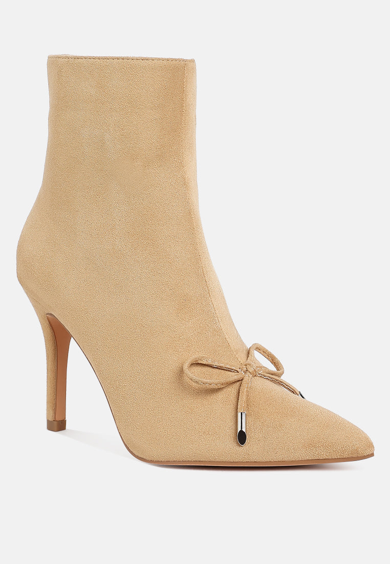 women bow detail ankle boots#color_beige