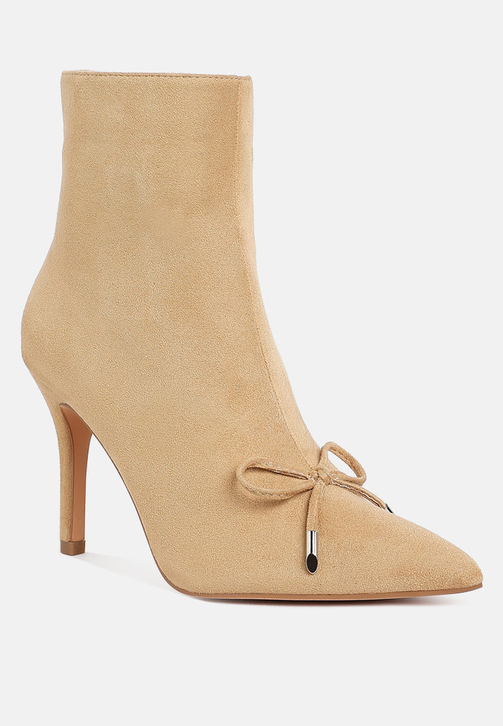 women bow detail ankle boots#color_beige