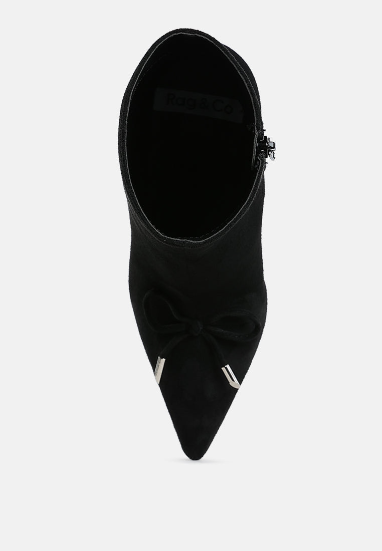 women bow detail ankle boots#color_black