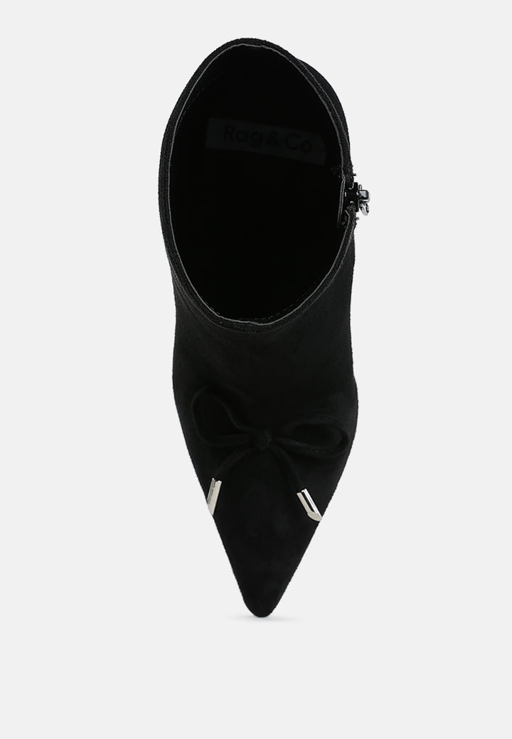 women bow detail ankle boots#color_black
