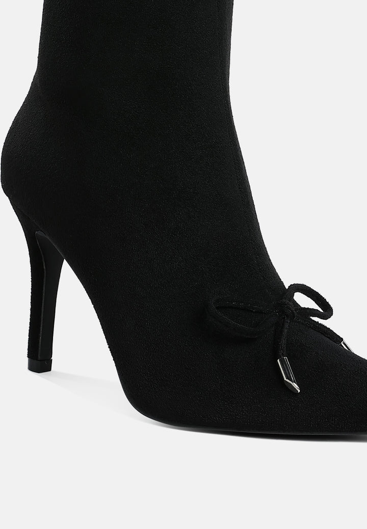 women bow detail ankle boots#color_black