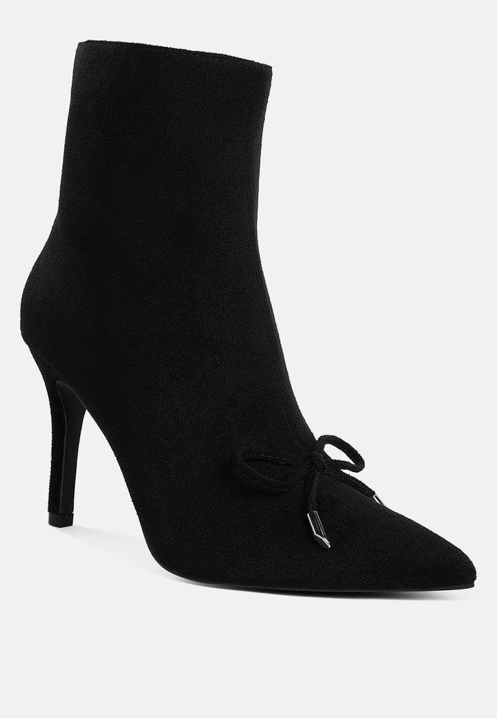 women bow detail ankle boots#color_black