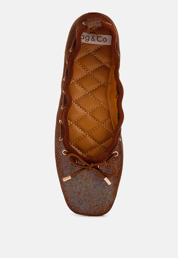 women drawstring bow ballerinas#color_brown