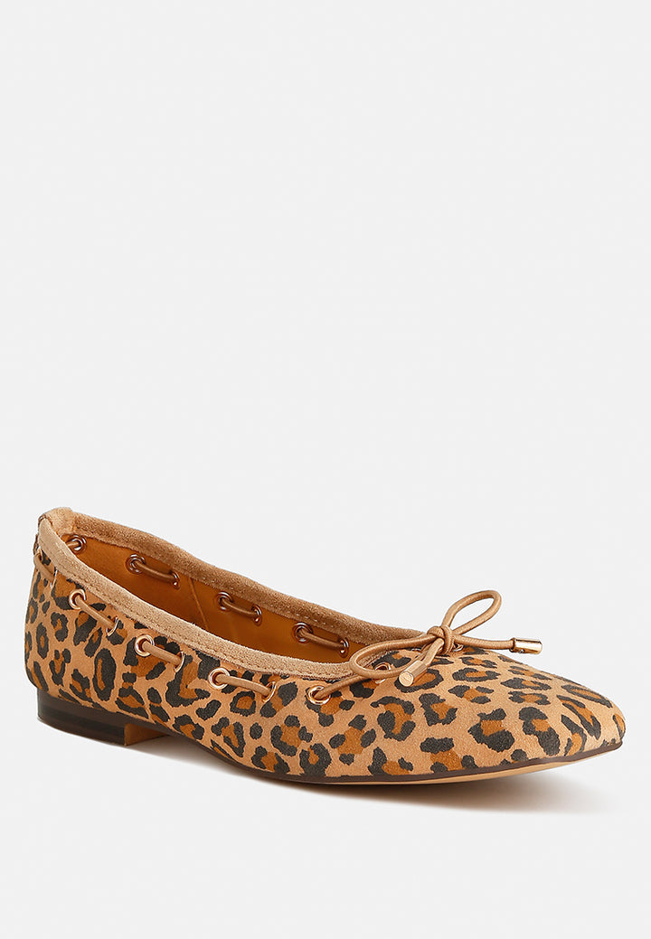 women drawstring bow ballerinas#color_leopard
