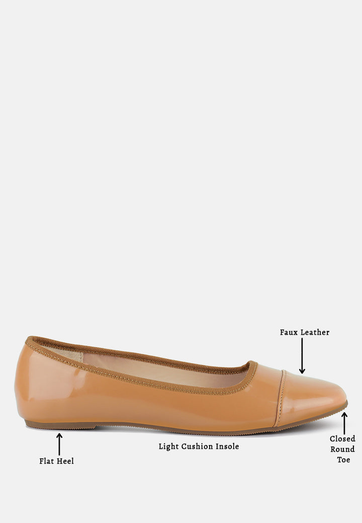 women almond toe ballerina flat shoes#color_camel