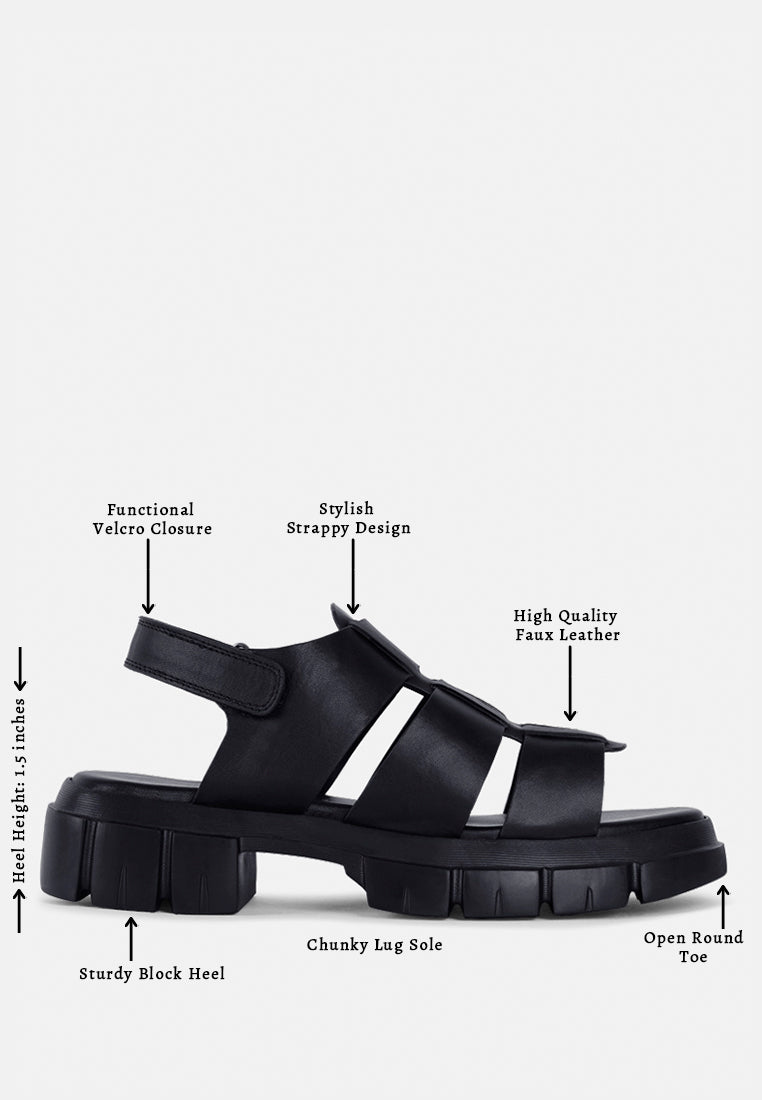 women faux leather strappy sandals#color_black