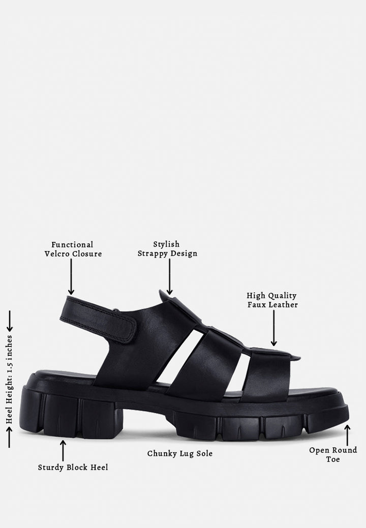 women faux leather strappy sandals#color_black