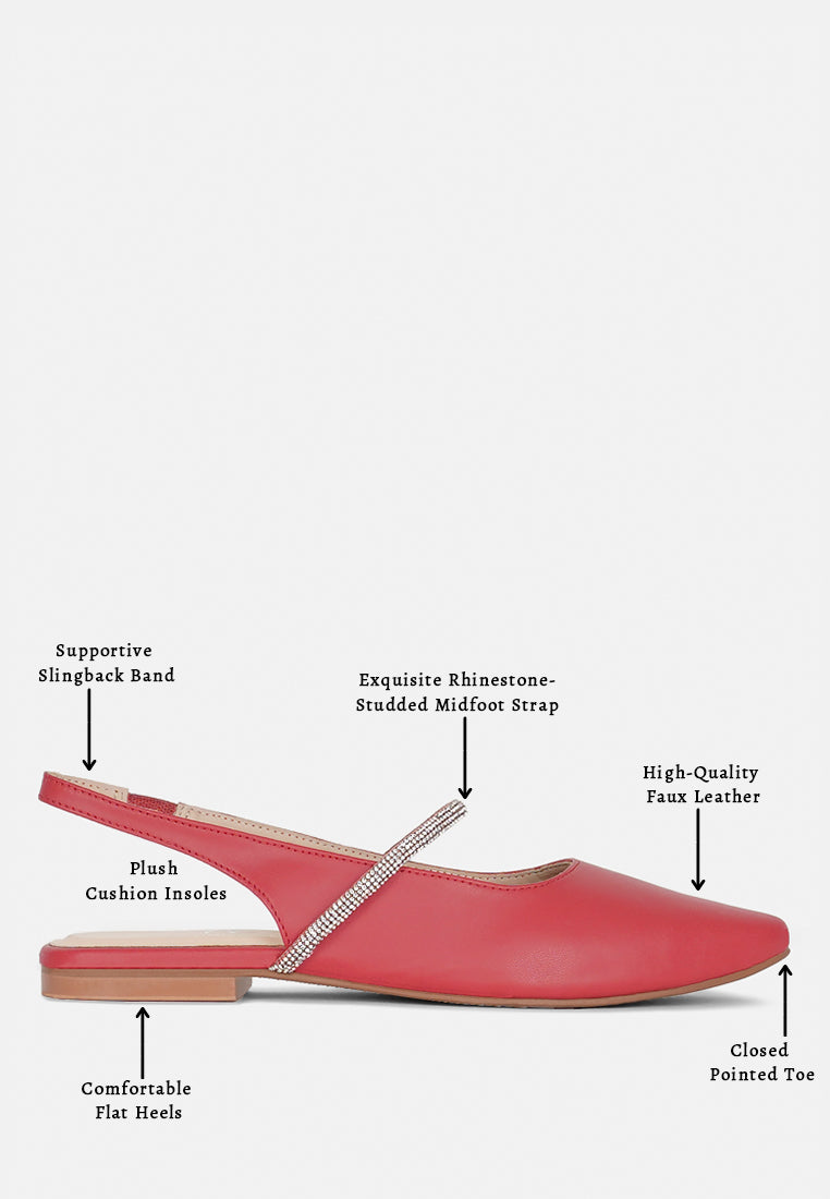 women pointed toe slingback sandals#color_red