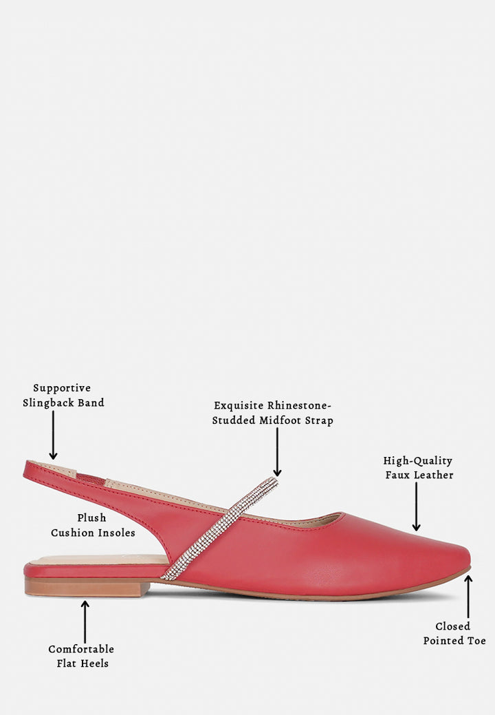 women pointed toe slingback sandals#color_red