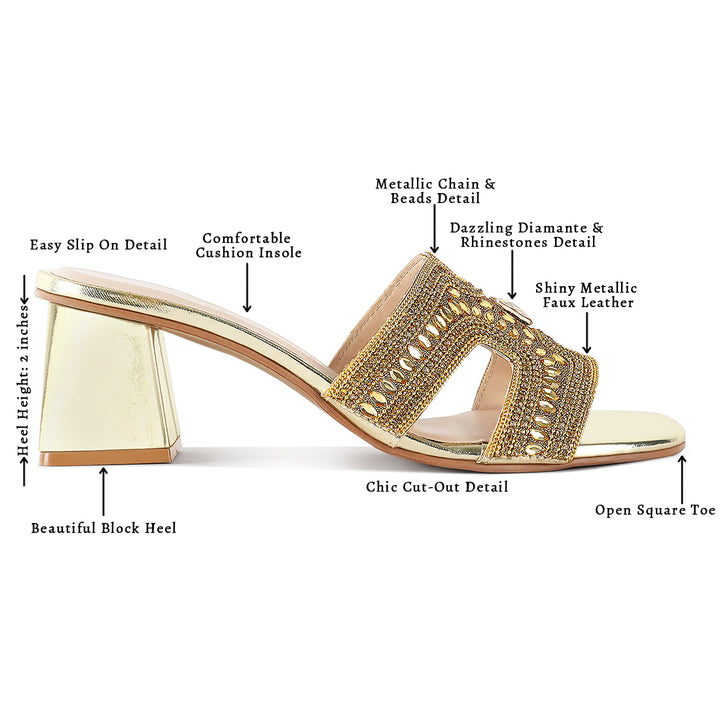 women embellished block heels#color_gold