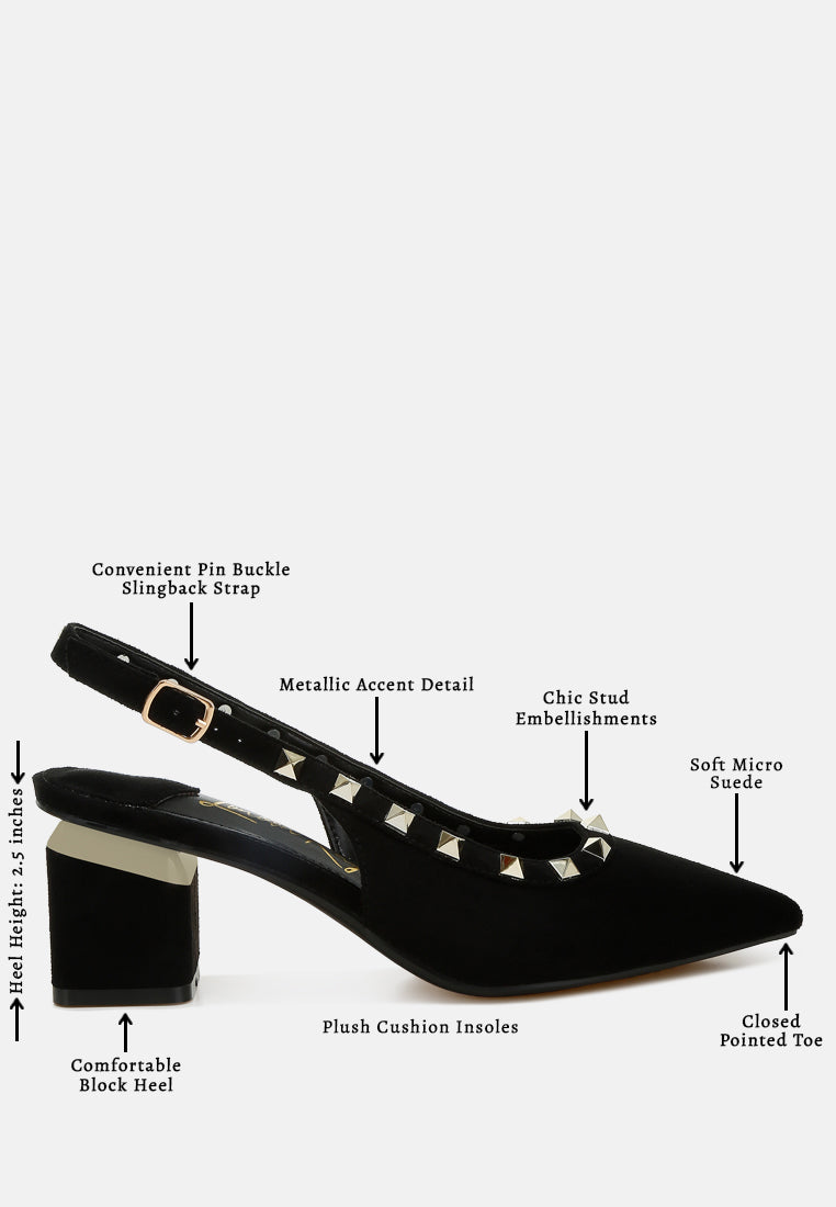 women stud embellished microfiber sandals#color_black