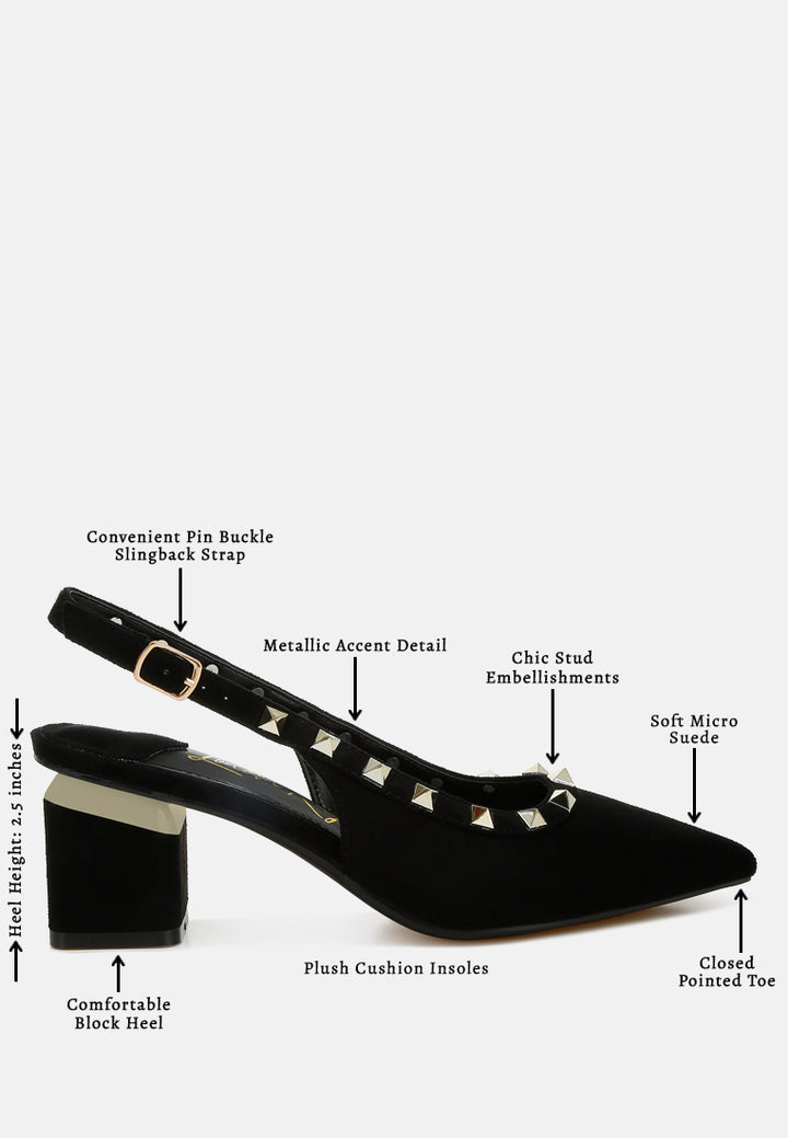 women stud embellished microfiber sandals#color_black