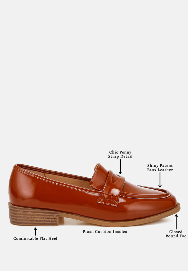women penny strap detail loafers#color_brown