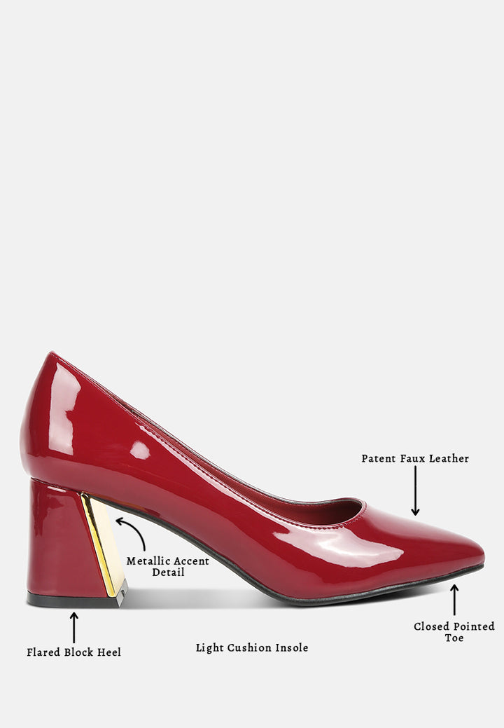 women metallic accent block heel pumps#color_burgundy