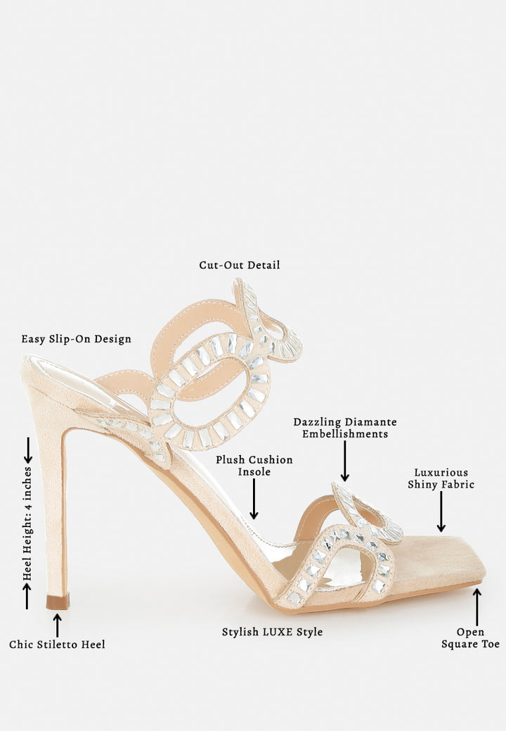 women cut out detail stiletto heel sandals#color_beige