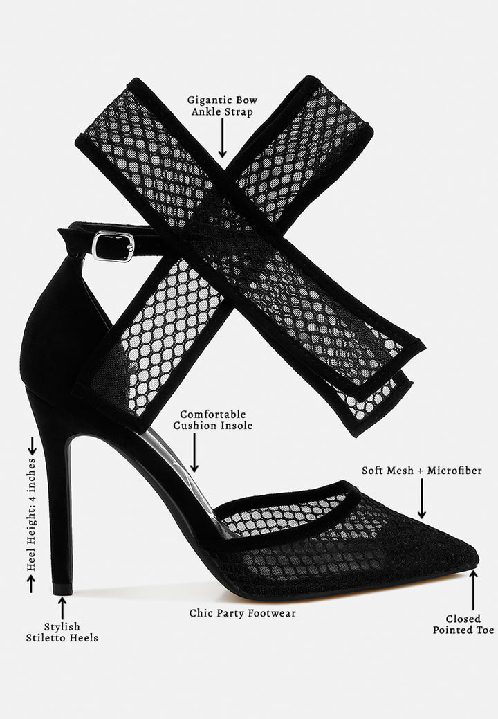 women big bow detail stiletto sandals#color_black