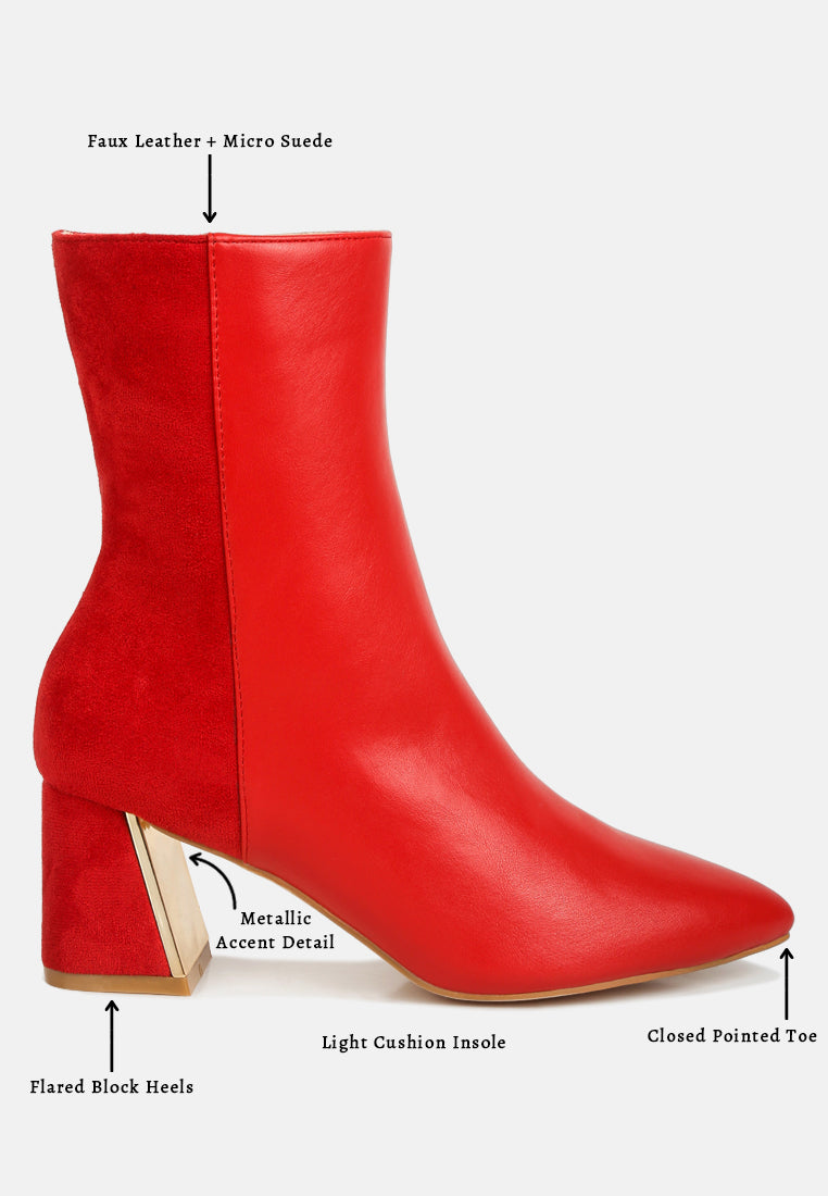 women suede back panel high ankle boots#color_red