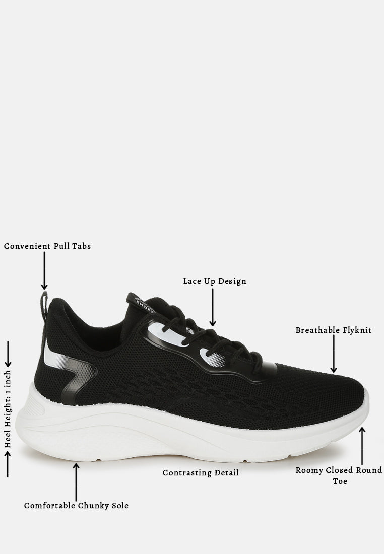 women contrasting detail lace-up sneakers#color_black