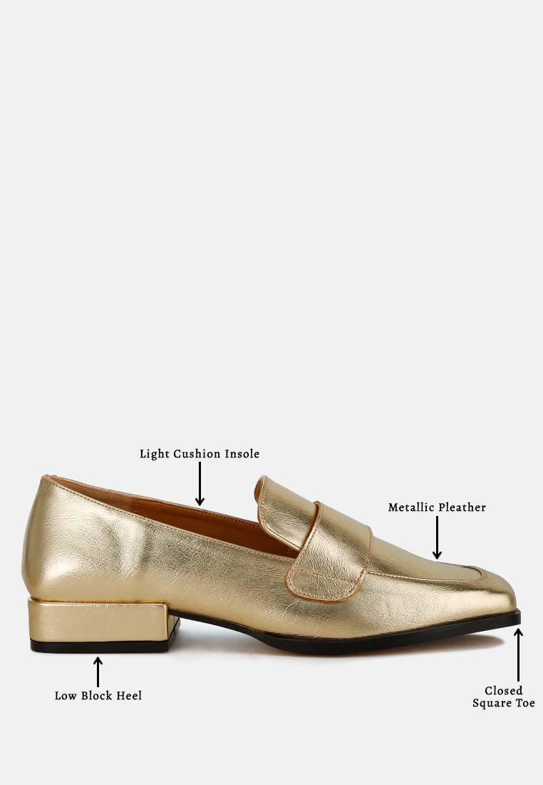 women metallic penny loafers#color_gold