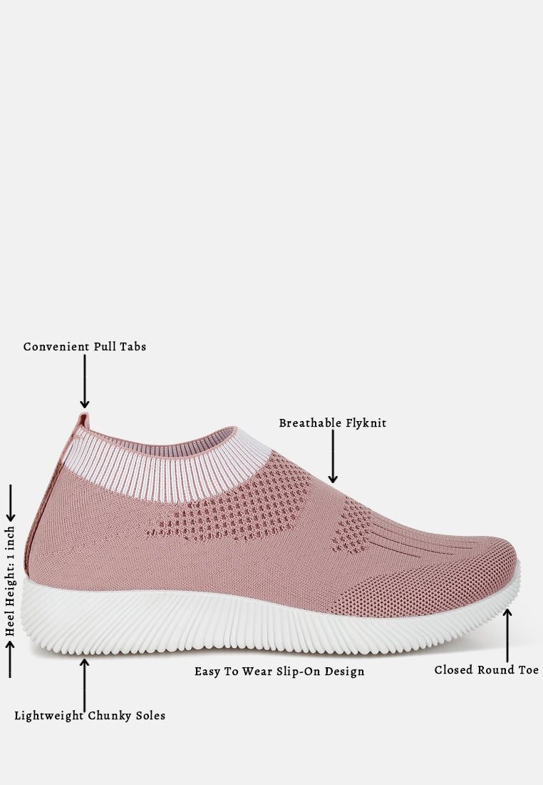 women flyknit walking sneakers#color_pink