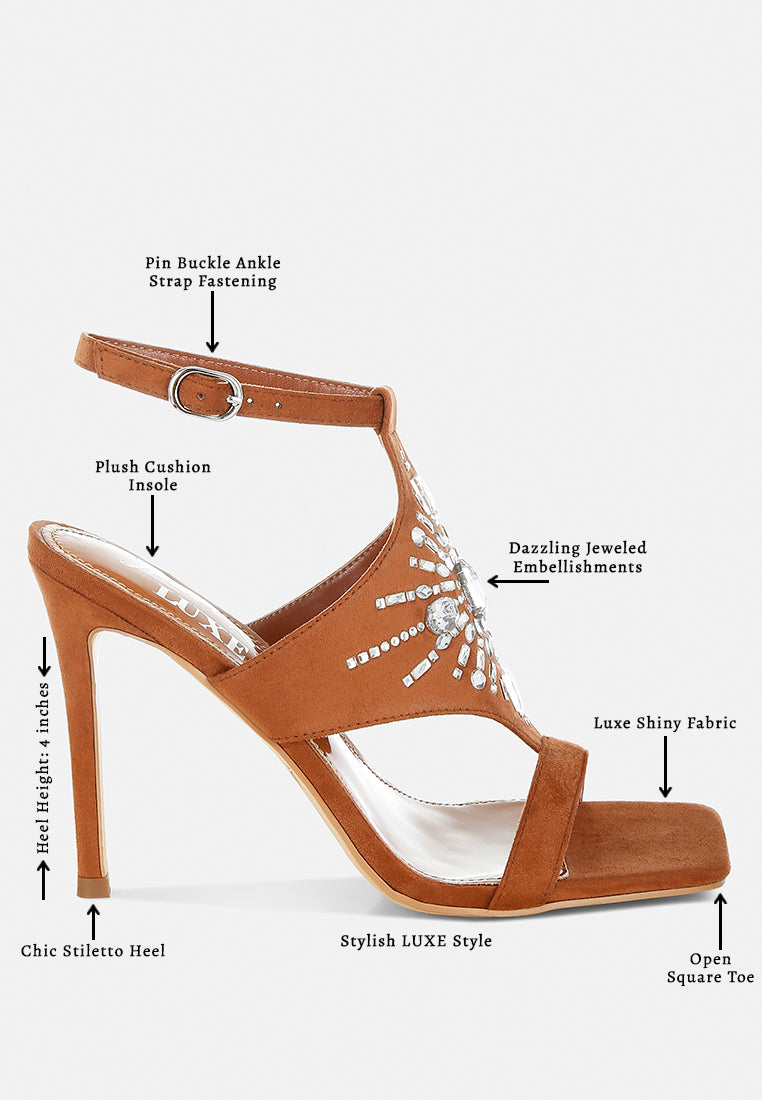 women jeweled shiny stiletto heels#color_tan