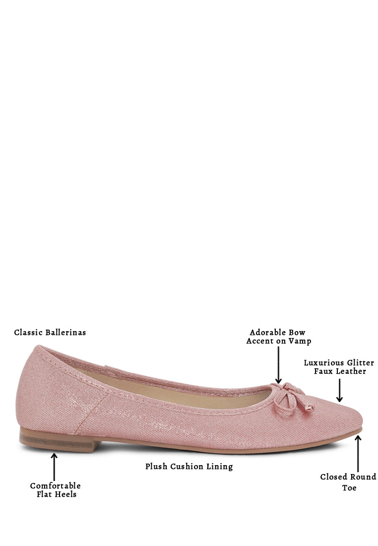 Women Glitter Faux Leather Ballerinas
