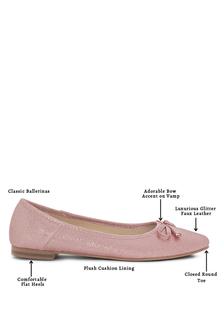 Women Glitter Faux Leather Ballerinas