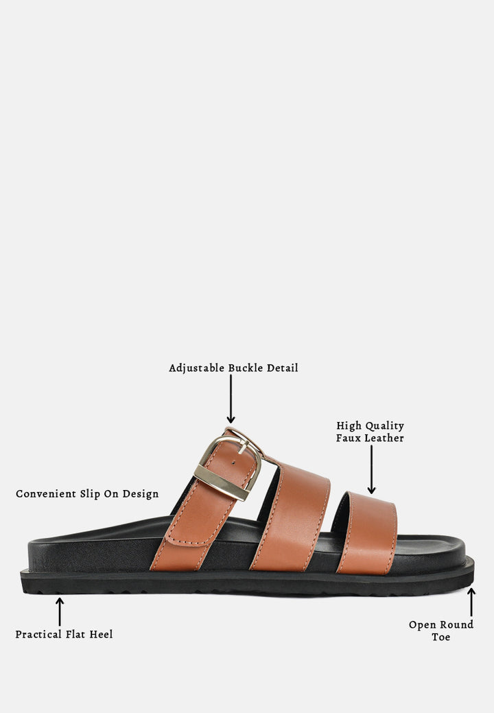 women strappy faux leather slip on flats#color_tan