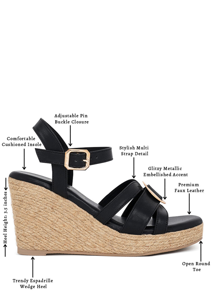 women comfortable pin buckle espadrille wedges#color_tan