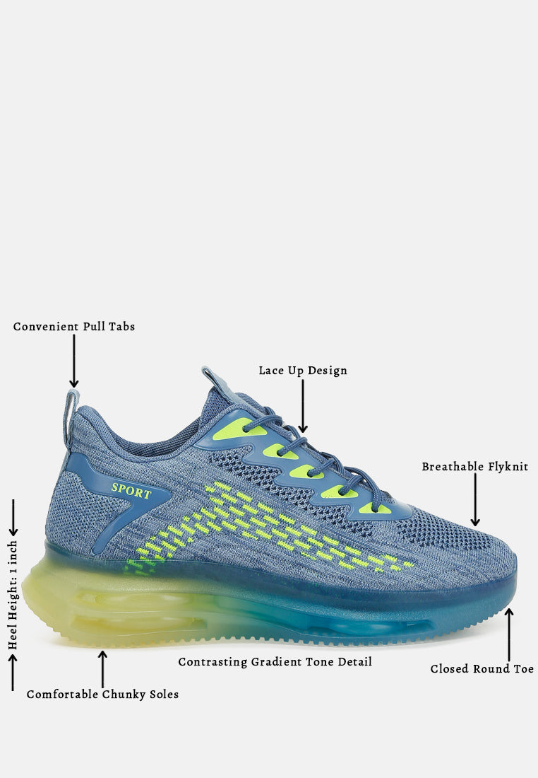 men chunky anti-skid flyknit sneakers#color_blue