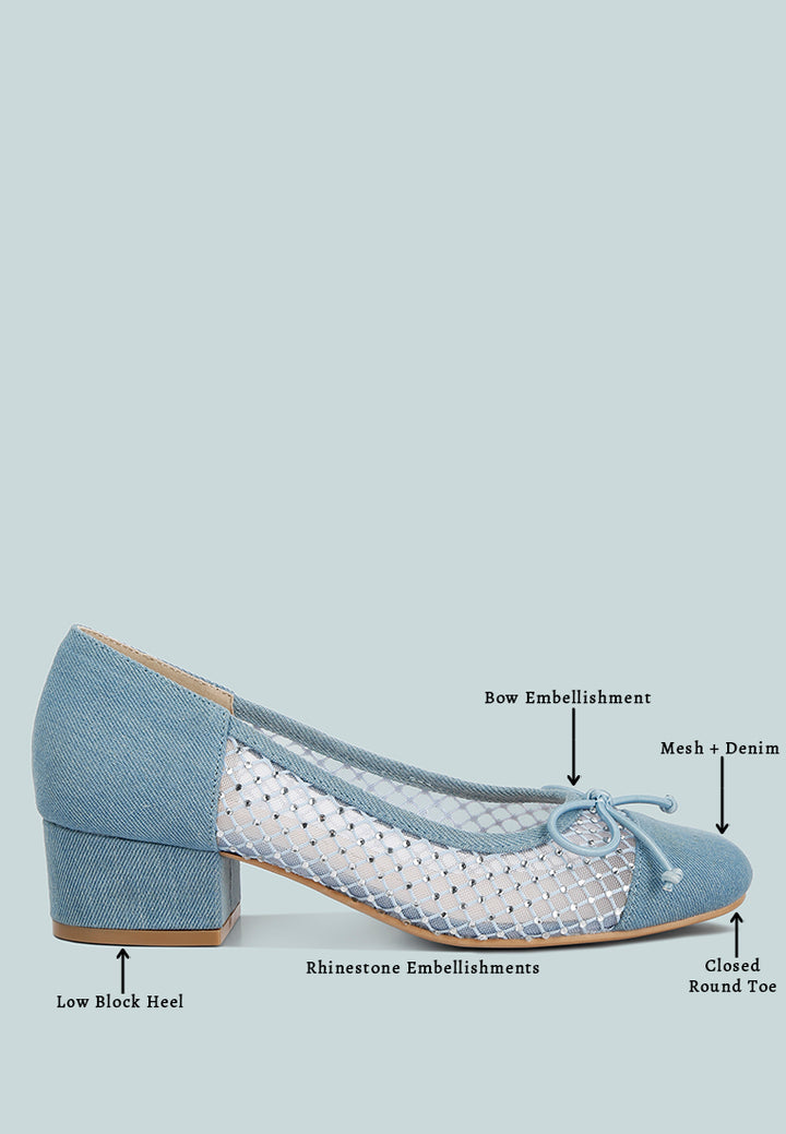 Women Mesh Denim Pumps