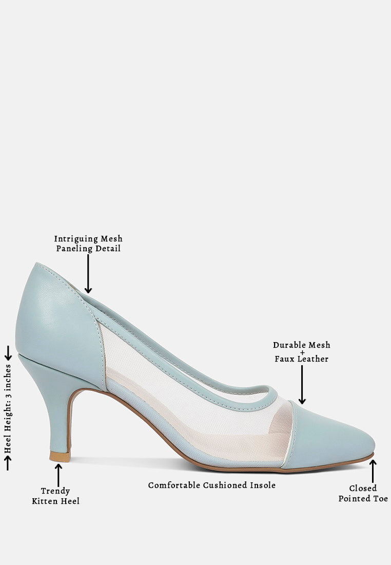 women mesh & faux leather pumps#color_powder-blue