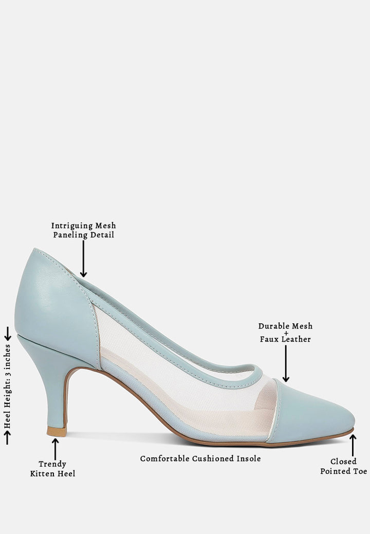 women mesh & faux leather pumps#color_powder-blue