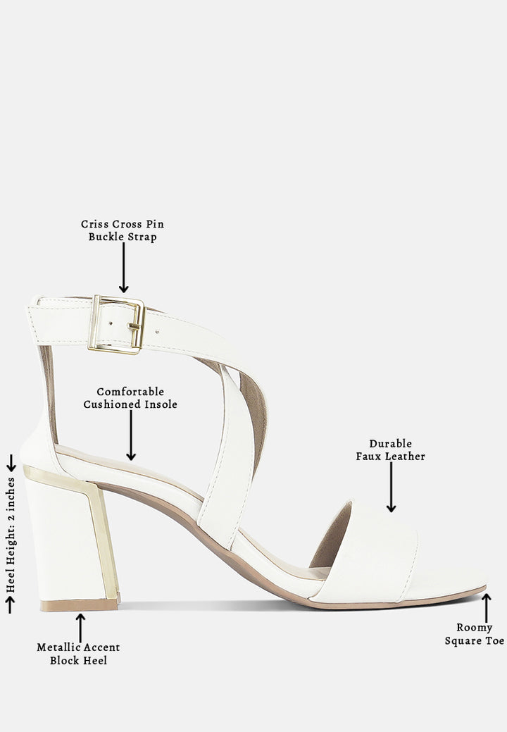 women square toe strappy block heels#color_white